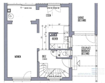 Freistehendes Einfamilienhaus mit Garten - Grundriss EG